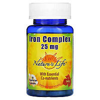 Витамины и минералы Nature's Life Iron Complex 25 mg, 50 вегакапсул EXP