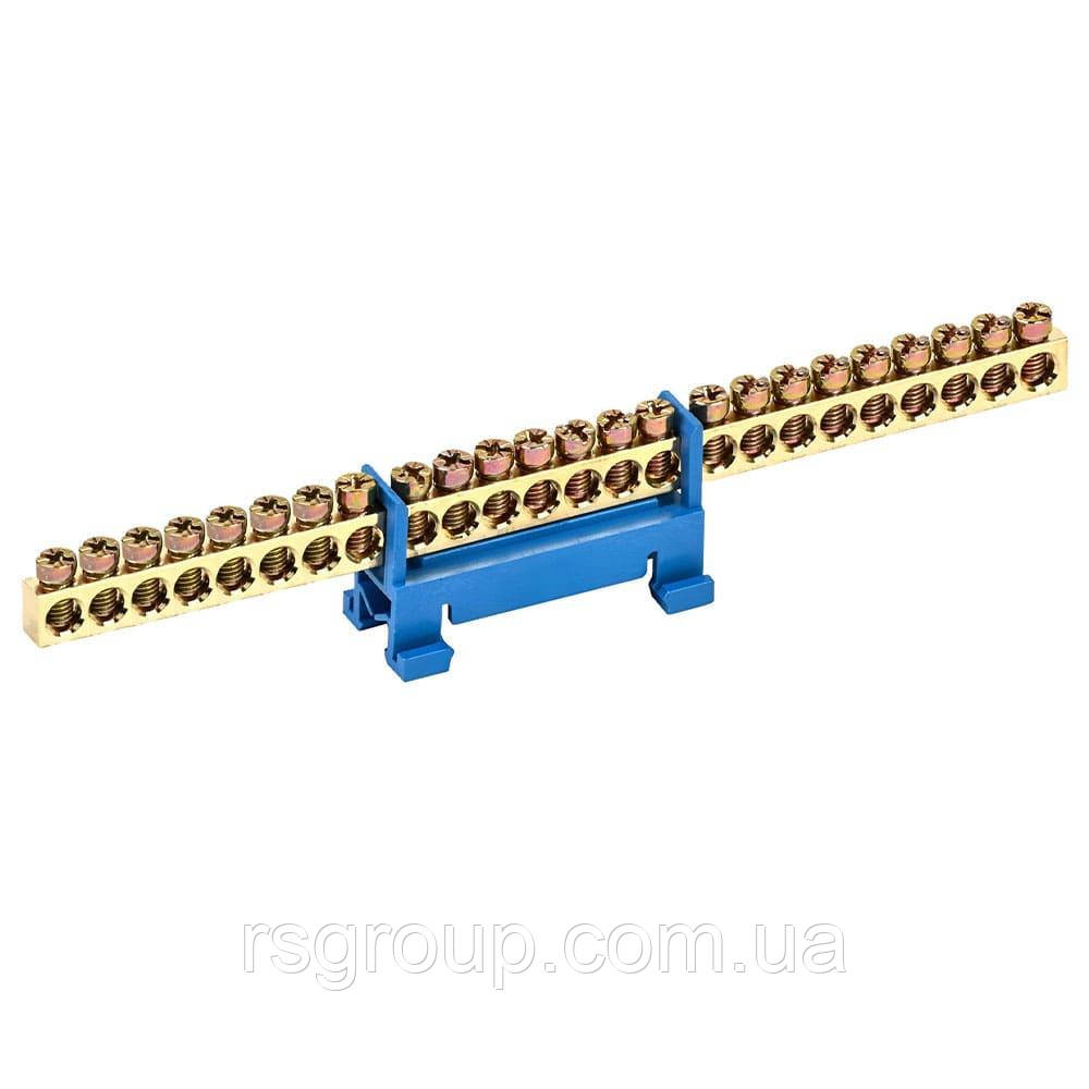 Шина нульова з ізолятором на DIN рейку 24 отворів