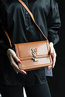 Женская кожаная сумочка ив сент лорен коричневая Yves Saint Laurent изысканная модная сумка через плечо