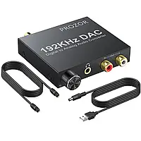 Цифро-аналоговый преобразователь PROZOR 192 кГц ЦАП коаксиальный SPDIF Toslink в стерео RCA 3,5 мм