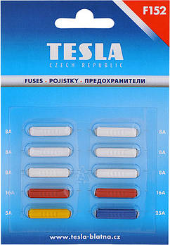 Набір запобіжників для автомобіля TESLA F 152, FC (5A-1; 8A-6; 16A-2; 25A-1) 10 ШТ.