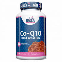 Натуральна добавка Haya Labs Co-Q10 and Red Yeast Rice, 60 капсул EXP