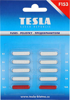Набір запобіжників для автомобіля TESLA F 153, FC (8A-8; 16A-2) 10 ШТ.