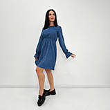 📌 Жіноча сукня з завищеною талією, вельвет, з довгим рукавом 50-52 розмір | Романтичне плаття на весну | Батал, фото 3