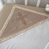 Крижма для хрещення двухстороння, кавового кольору "Диво", ангора,кулір, фото 3