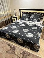 Комплект постельного белья черно-белый одуванчики двуспальный