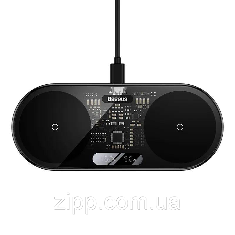 Бездротовий зарядний пристрій Baseus Digital LED Display 2in1 20W