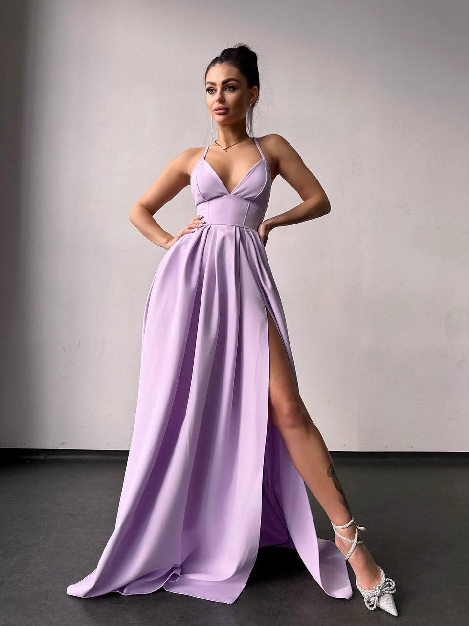 Довге плаття вечірнє максі з декольте на бретелях і розкльошеною спідницею (р. S, M) 66PL5564Е, фото 1