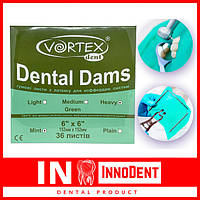 Платки для коффердама зеленые - толстые Dental Dam (Vortex) платки для кофердаму