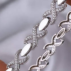 Срібний браслет родований з фіанітами (18,5 см) РН-623