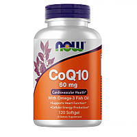 Натуральная добавка NOW CoQ-10 60 mg with Omega-3 Fish Oil, 120 капсул EXP