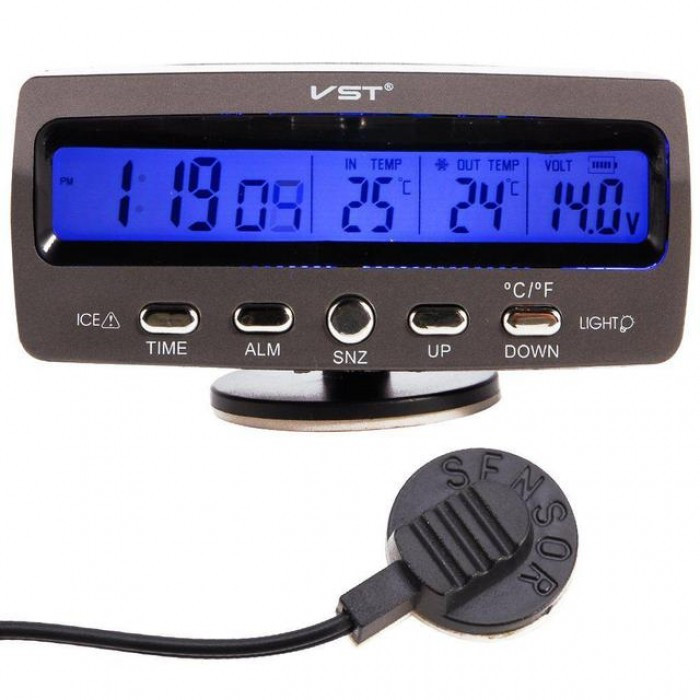 Хит! Автомобильные часы с термометром и вольтметром VST 7045V - фото 1 - id-p2119011139