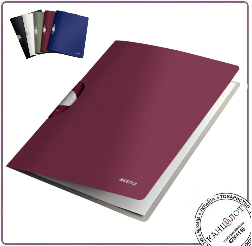Папка з кліпом LEITZ STYLE COLORCLIP, A4 PP, гранатовий (4165-00-28), фото 1