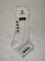 Носки женские Chanel (36-41) сетка короткие белый с черным