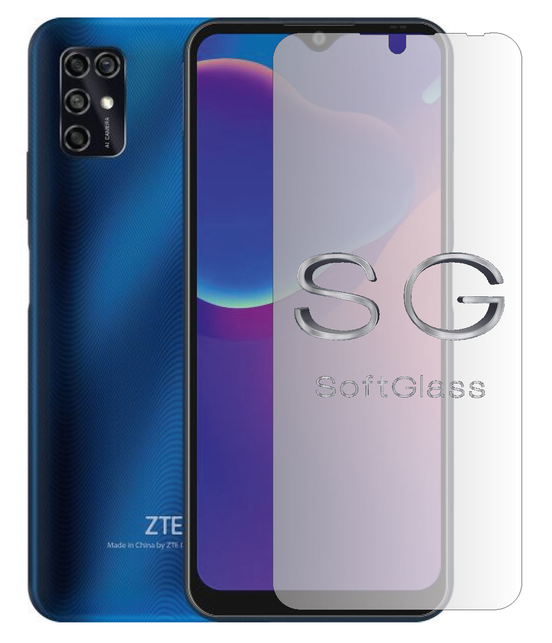 М'яке скло для ZTE Blade V2020 SMART на екран поліуретанове SoftGlass, фото 1