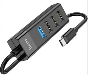 Кабель-переходник Hoco HB25 4 in 1 Type-C адаптер для авто USB3.0+3*USB2.0 Черный (HB252)