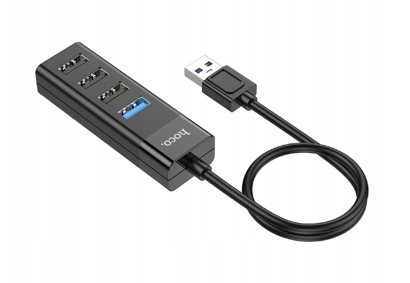 Кабель-перехідник Hoco HB25 4 in 1 USB адаптер для авто USB3.0+3*USB2.0 Чорний (HB25)