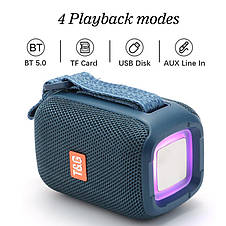 Bluetooth-колонка TG339 з rgb підсвічуванням, speakerphone, радіо, blue, фото 3