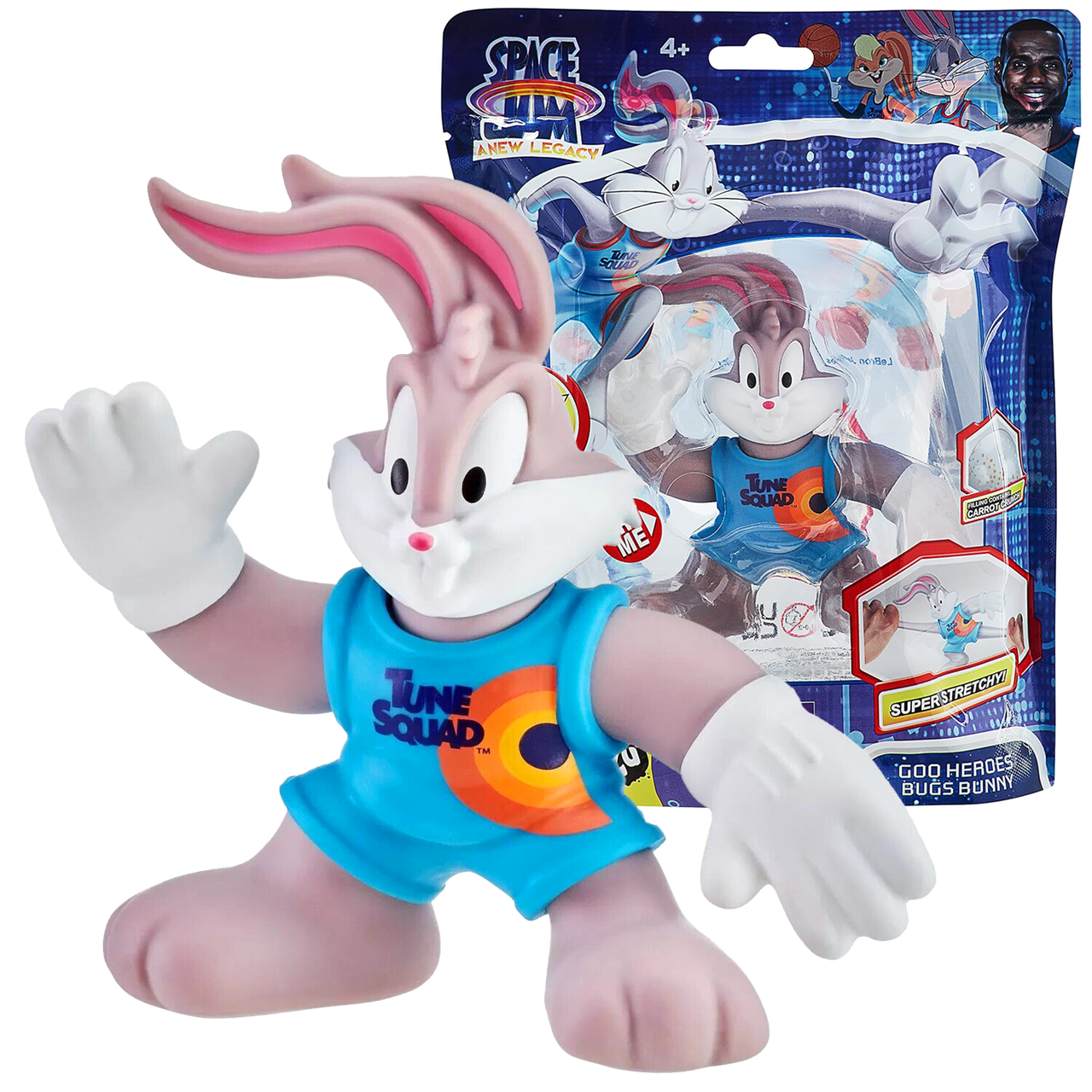 Space Jam Goo Jit Zu Bugs Bunny​​​​​​​  Стретч-тягучка ігрова фігурка Гуджитсу кролик Багз Бані із фільму Космічний джем