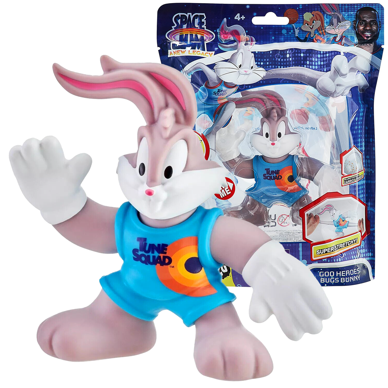 Space Jam Goo Jit Zu Bugs Bunny​​​​​​​  Стретч-тягучка ігрова фігурка Гуджитсу кролик Багз Бані із фільму Космічний джем, фото 1