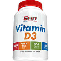 Витамины и минералы SAN Vitamin D3 1000 IU, 180 капсул EXP