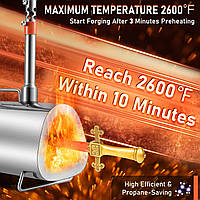 Пропановий газовий ковальський горн VEVOR температура потрійного пальника макс. 1426°C