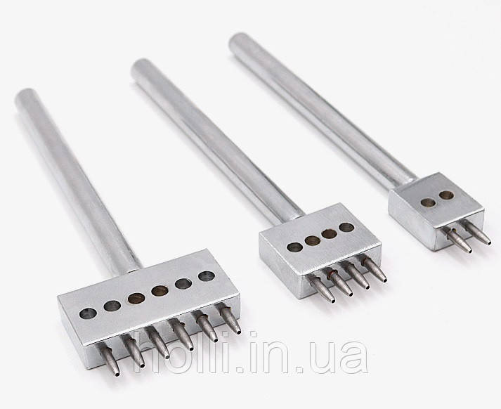 Пробійники рядкові для шкіри крок 5 мм круглі набір 3 штуки, Пробійники рядкові для шкіри, фото 1