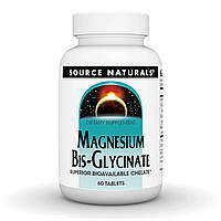 Магний бисглицинат 100 мг Source Naturals Magnesium Bis-Glycinate повышенное усвоение 60 таблеток