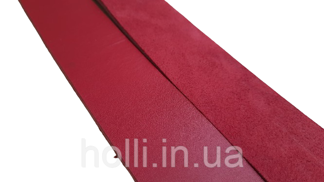 Смуга для ременя червона 140*4 см з натуральної шкіри 4 мм, червона ремінна полоса з натуральної шкіри 1400*40 мм, червона, фото 1