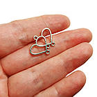 Набір 2 шт Конектори 22 мм Підвіски Подвійне Серце на 4 Вушка, Метал Сріблястий, Фурнітура для Кольє, Бус, фото 5