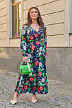 Літня довга жіноча сукня в квітковому принті великого розміру, фото 5