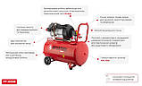 Компресор INTERTOOL PT-0008 масляний 100л, 3кВт, 220В, 10 aтм, 420л/хв, 2 циліндри, привід коаксиальний, фото 8