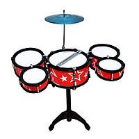 Игрушечная барабанная установка Drum Set Jazz 5 барабанов красная (1688RD)