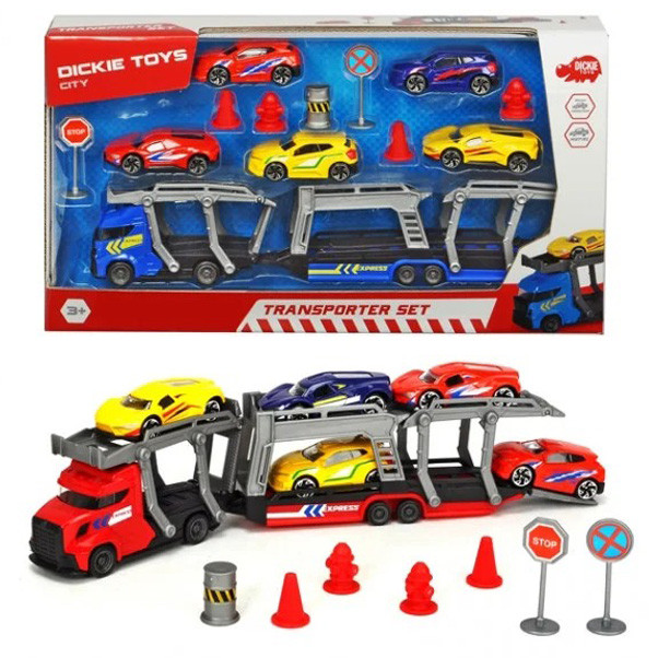 Игровой набор Dickie Toys с автотранспортером, 5 металлическими машинками и аксессуарами (3745012) А7896-6 - фото 4 - id-p2119086982