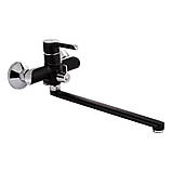 Змішувач для ванни Qtap Grand з поворотним виливом (з душовим гарнітуром) QTGRABCR005 Chrome/Black, фото 3