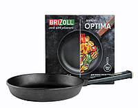 Сковорода чугунная Brizoll Optimа 240 х 40 мм без крышки деревянная ручка (O2440-P1)