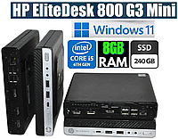 Неттоп мини ПК HP EliteDesk 800 G3 Desktop Mini USFF / Intel Core i5-6500T / ram 8 GB  / ssd 240gb / Win11