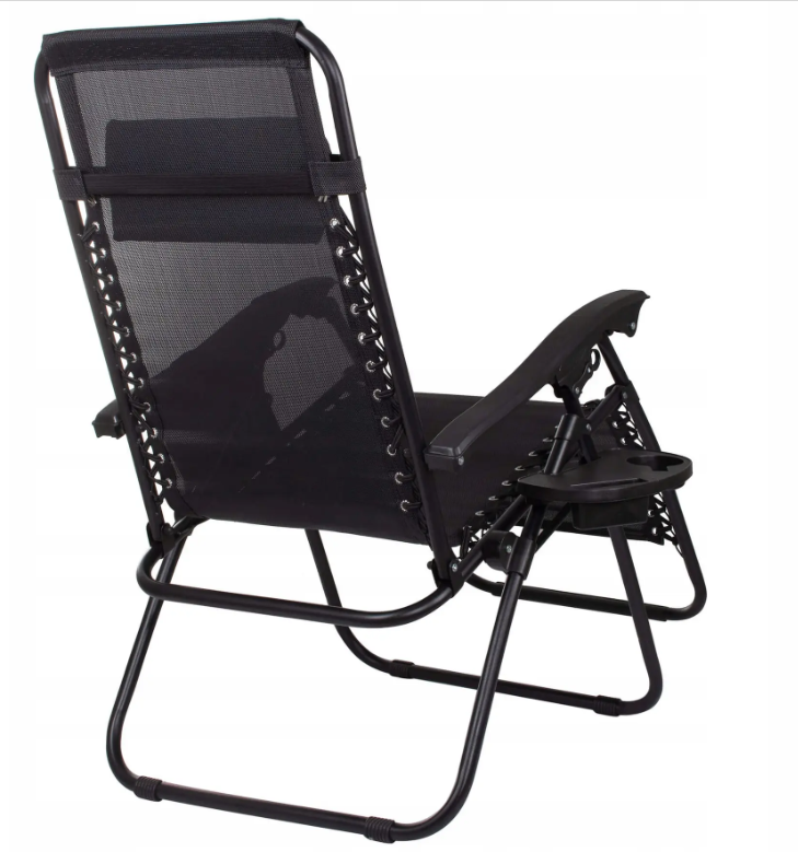 Садовое кресло шезлонг лежак Orion Zero Gravity Black с подголовником и подставкой под напитки Б2466-6 - фото 3 - id-p2119122201