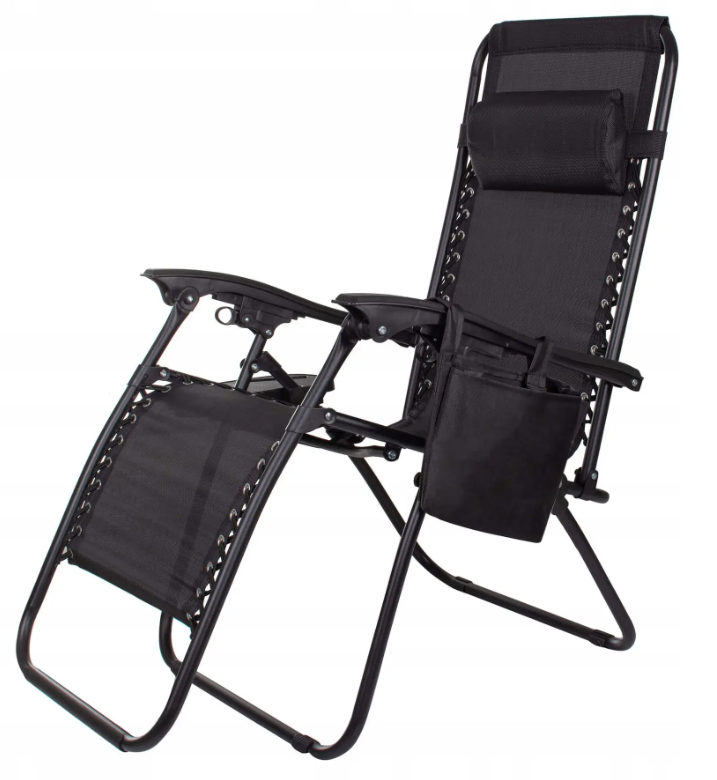 Садовое кресло шезлонг лежак Orion Zero Gravity Black с подголовником и подставкой под напитки Б2466-6 - фото 5 - id-p2119122201