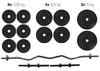 Комплект 36 кг | Штанга наборная 1.2 м W-образная + Гантели 45 см разборные А5092-6