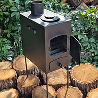 Буржуйка печь дачная мини 3 мм для отопления помещений, готовки, печка с кругами А9690-6