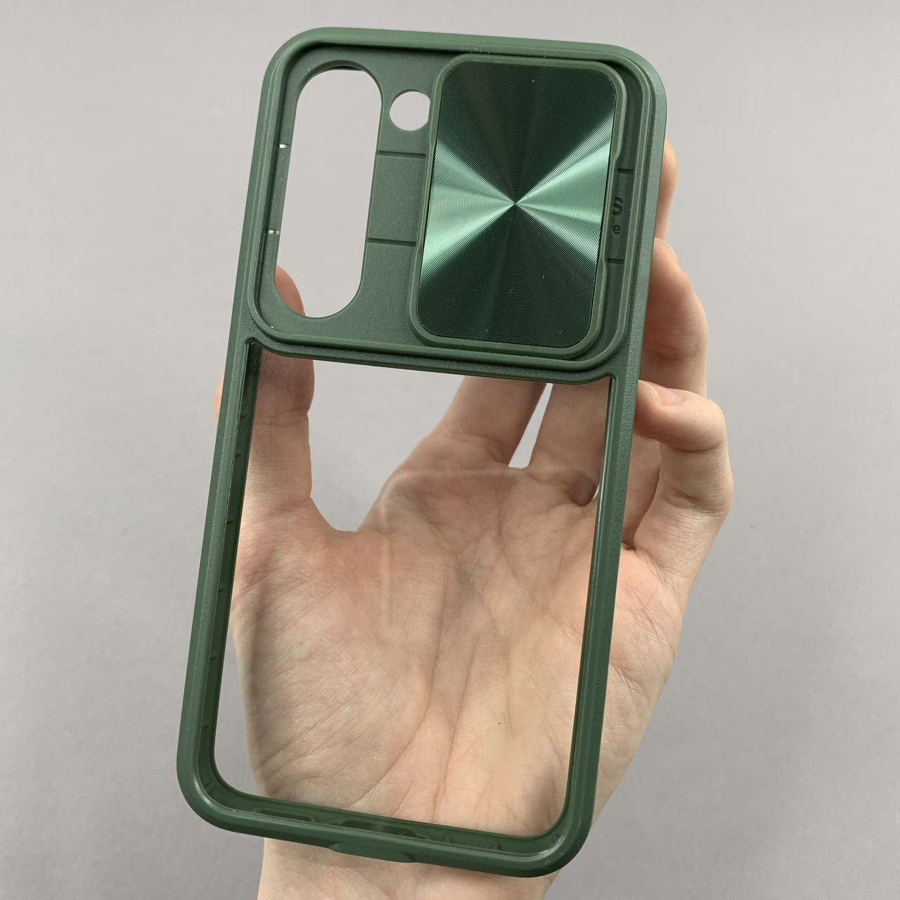 Чохол для Samsung Galaxy S23 прозорий чохол зі шторкою для камери на самсунг с23 темно-зелений t5v