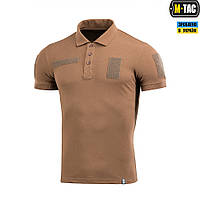 M-Tac мужская тактическая футболка поло койот летняя армейская футболка с велкро панелями 65/35 Coyote Brown S