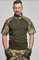 Бойова тактична футболка убакс мультикам військова сорочка з коротким рукавом Ubacs хакі