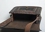 Авторська шкіряна сумка жіноча "Дубок" ручної роботи, сумка етнічна карпатська темно-коричнева, фото 9