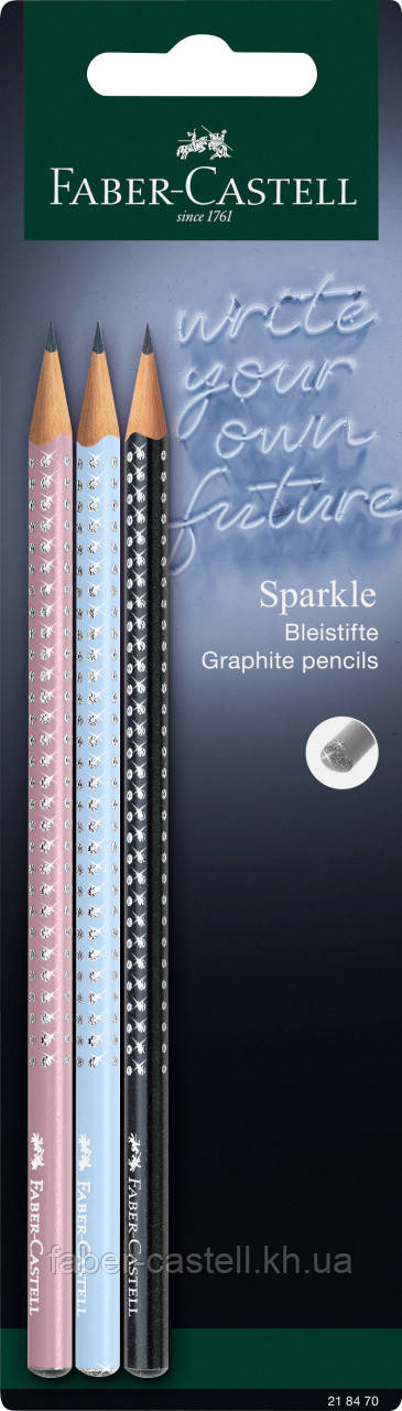 Набір чорнографітових олівців Faber-Castell Grip Sparkle Harmony, 3 шт. різних кольорів корпуса,  218470