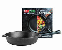 Сковорода чугунная Brizoll Optimа 240 х 60 мм без крышки деревянная ручка (O2460-P1)