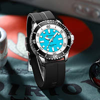 Мужские кварцевые часы Curren 8448 Silver-Blue-Black, классические круглые мужские часы Curren 8448