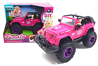 Машина для куклы Джип-кабриолет, розовый с куклой и звуковыми эффектами. 8018