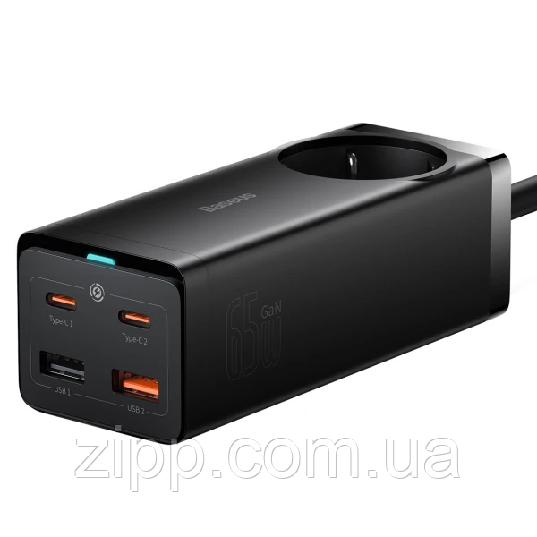 Мережевий фільтр Baseus GaN3 Pro Desktop Powerstrip 65W (2xType-C + 2xUSB + AC(EU))